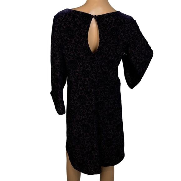 Adrianna Papell Dress Velvet Burnout Purple Tonal Geometric Size 10 LBD Whimsy - Picture 3 of 9